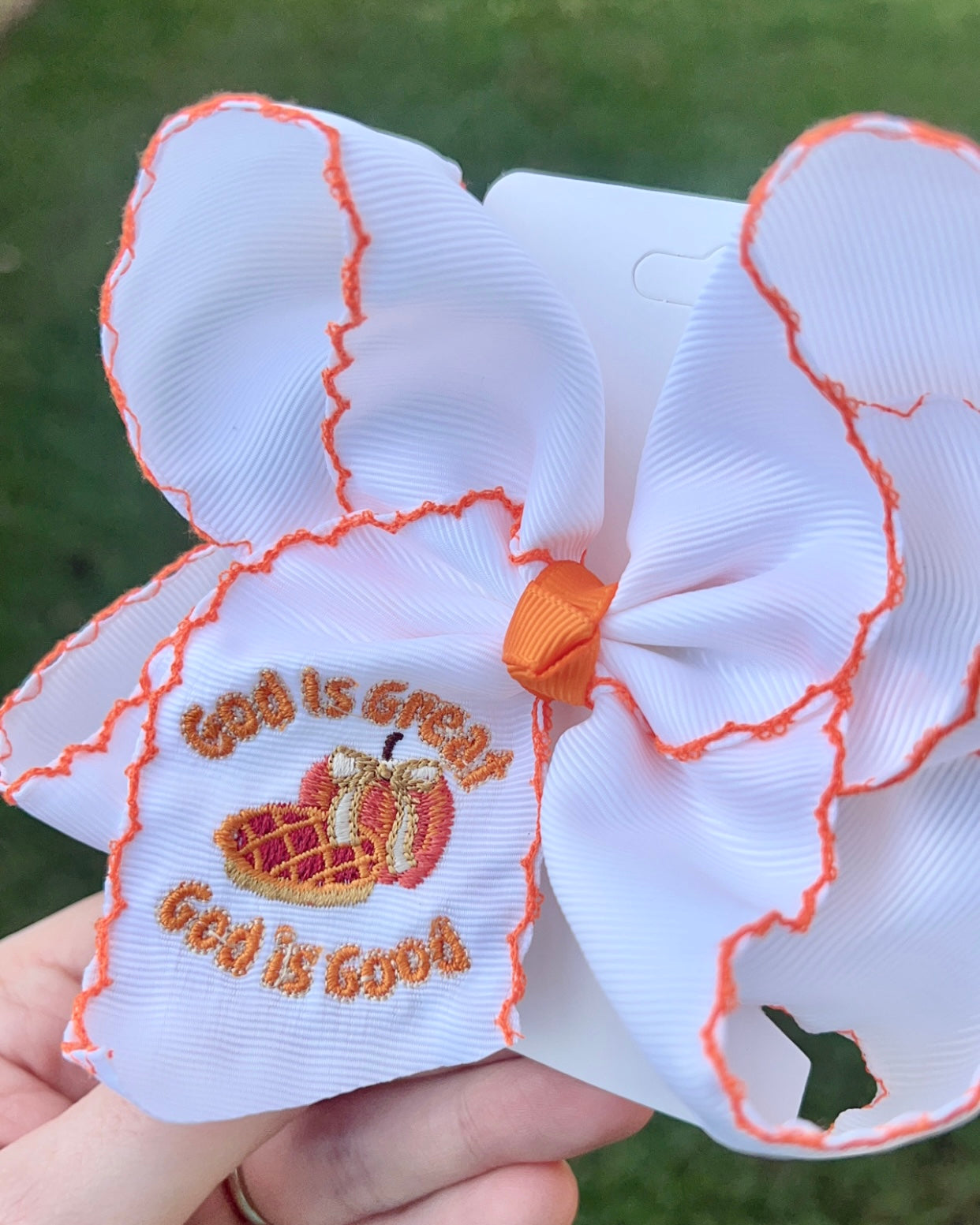 God is Great Embroidery Hair Bow