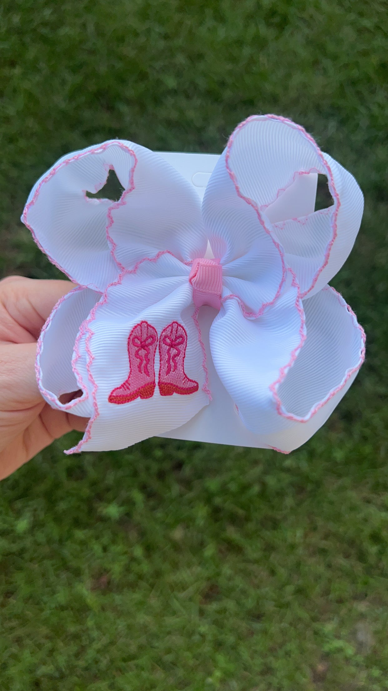 Cowgirl Boots Embroidered Hair Bow