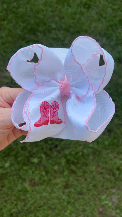 Cowgirl Boots Embroidered Hair Bow