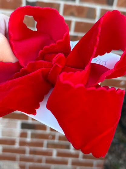 Holly Red Velvet Scallop Bows