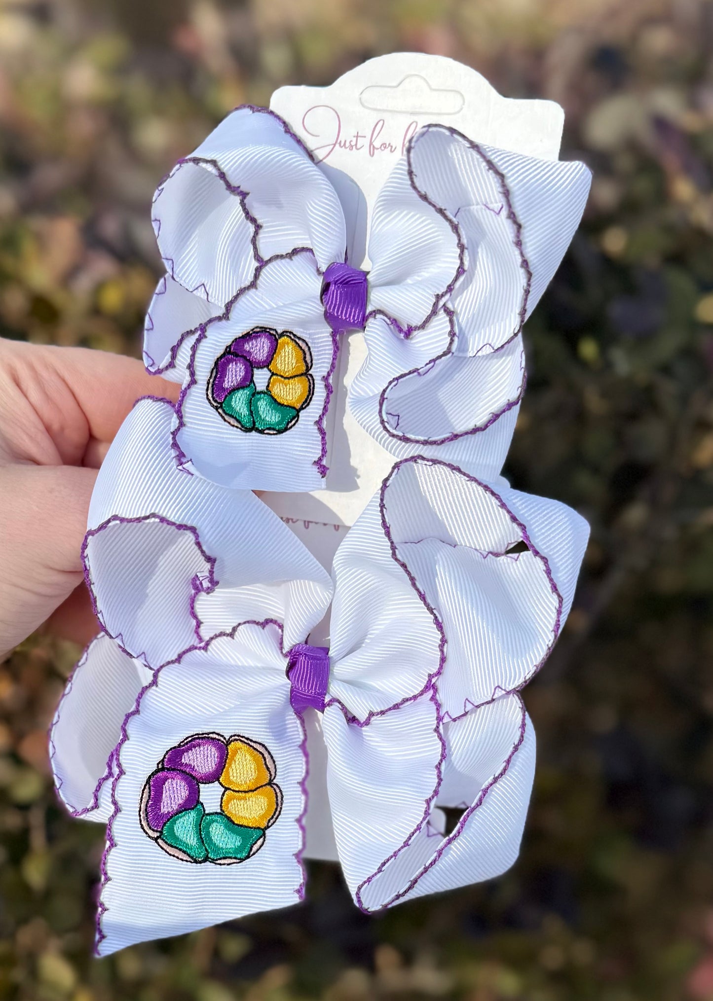 King Cake EmbroideredHair Bow