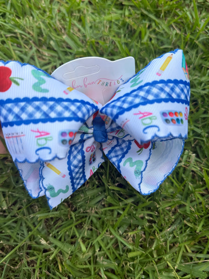 Back to School Moonstitch Hair Bow