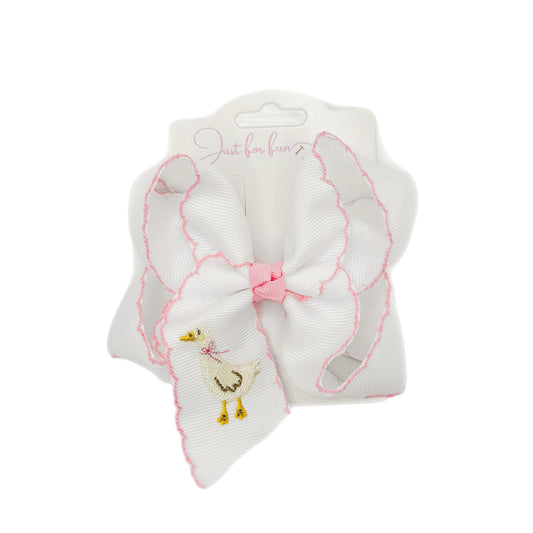 Pink Silly Goose Embroidered Bow