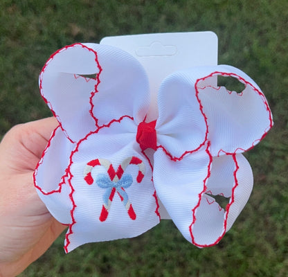 Candy-cane Embroidered Bow