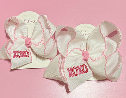 XOXO EmbroideredMoonstitch Hair Bow