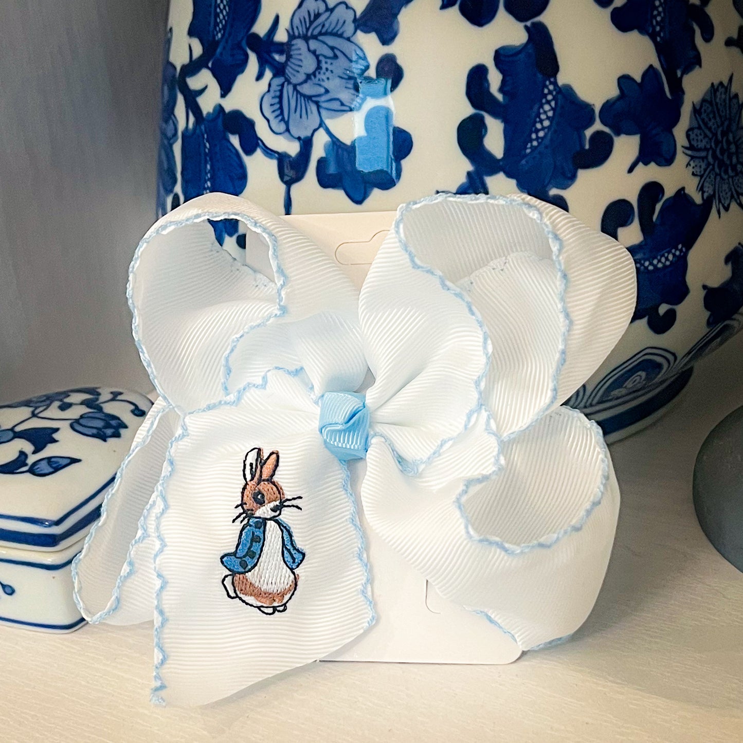 Rabbit Embroidered Hair Bow