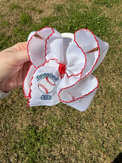 Baseball Sis Embroidered Hair Bow