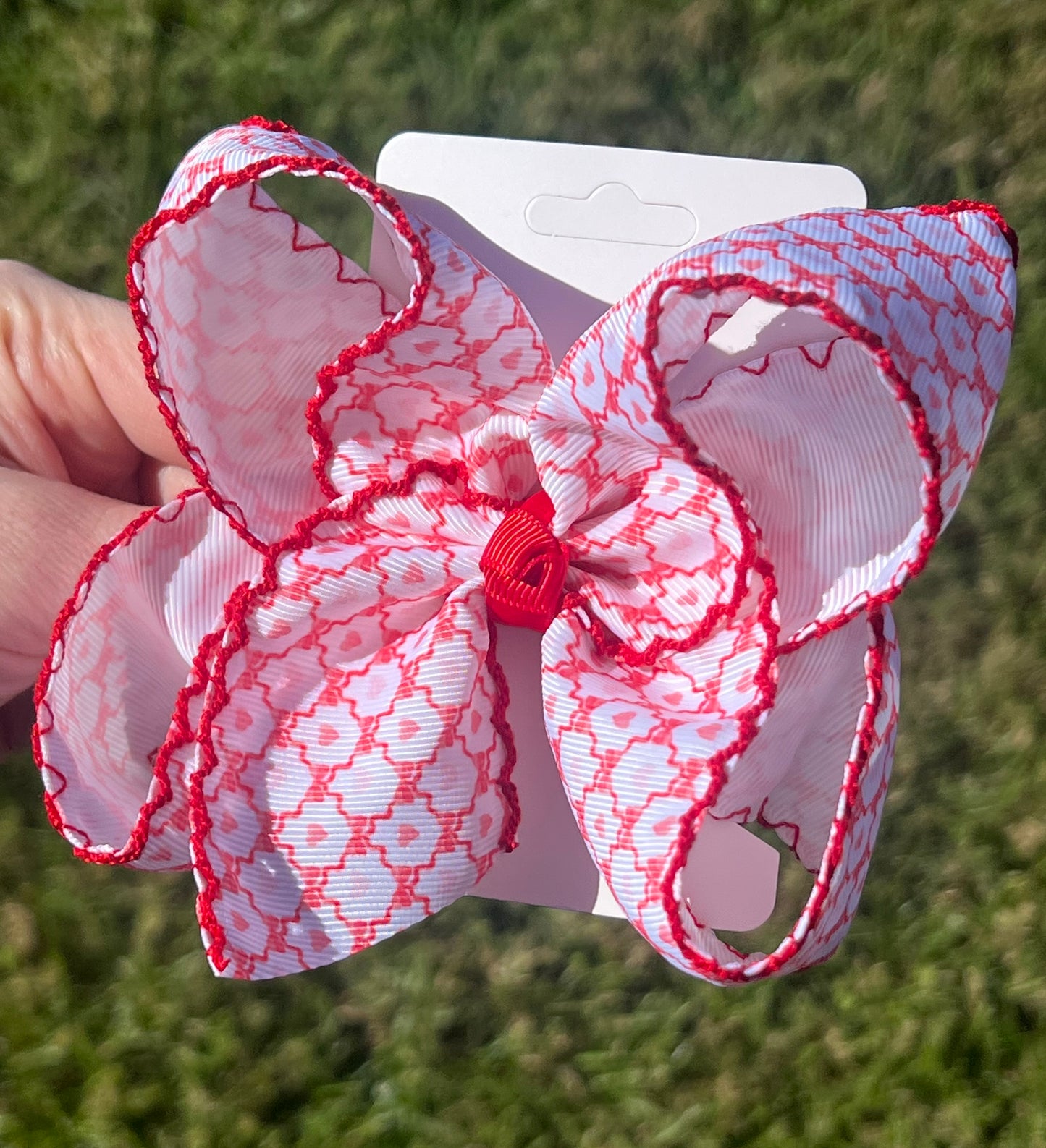 Heart Moonstitch Hair Bow