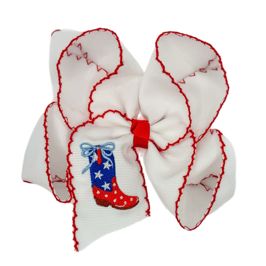 Patriotic Boot Moonstitch Hair Bow