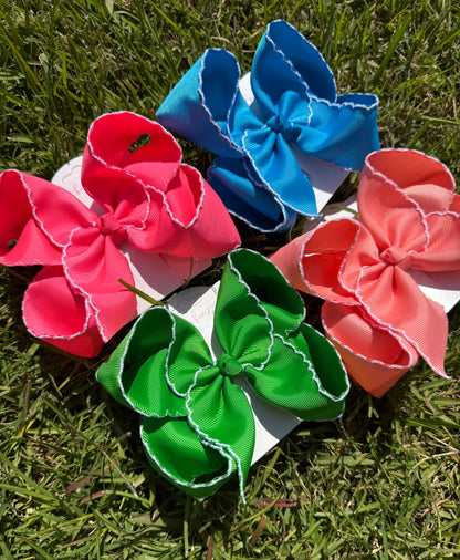 Jumbo Fun Solid Moonstitch Hair Bows (7in)