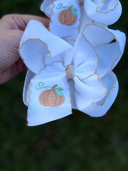Heirloom Pumpkin Embroidered Bows