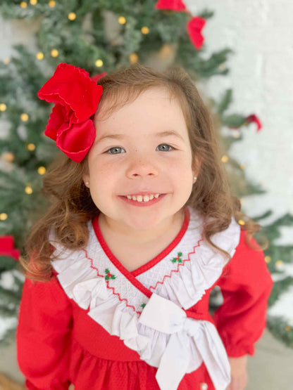 Holly Red Velvet Scallop Bows