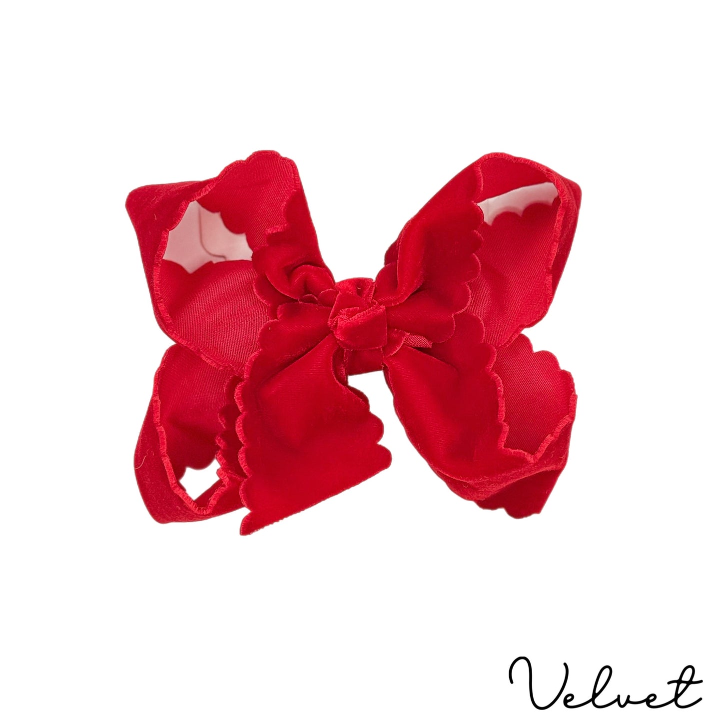 Holly Red Velvet Scallop Bows