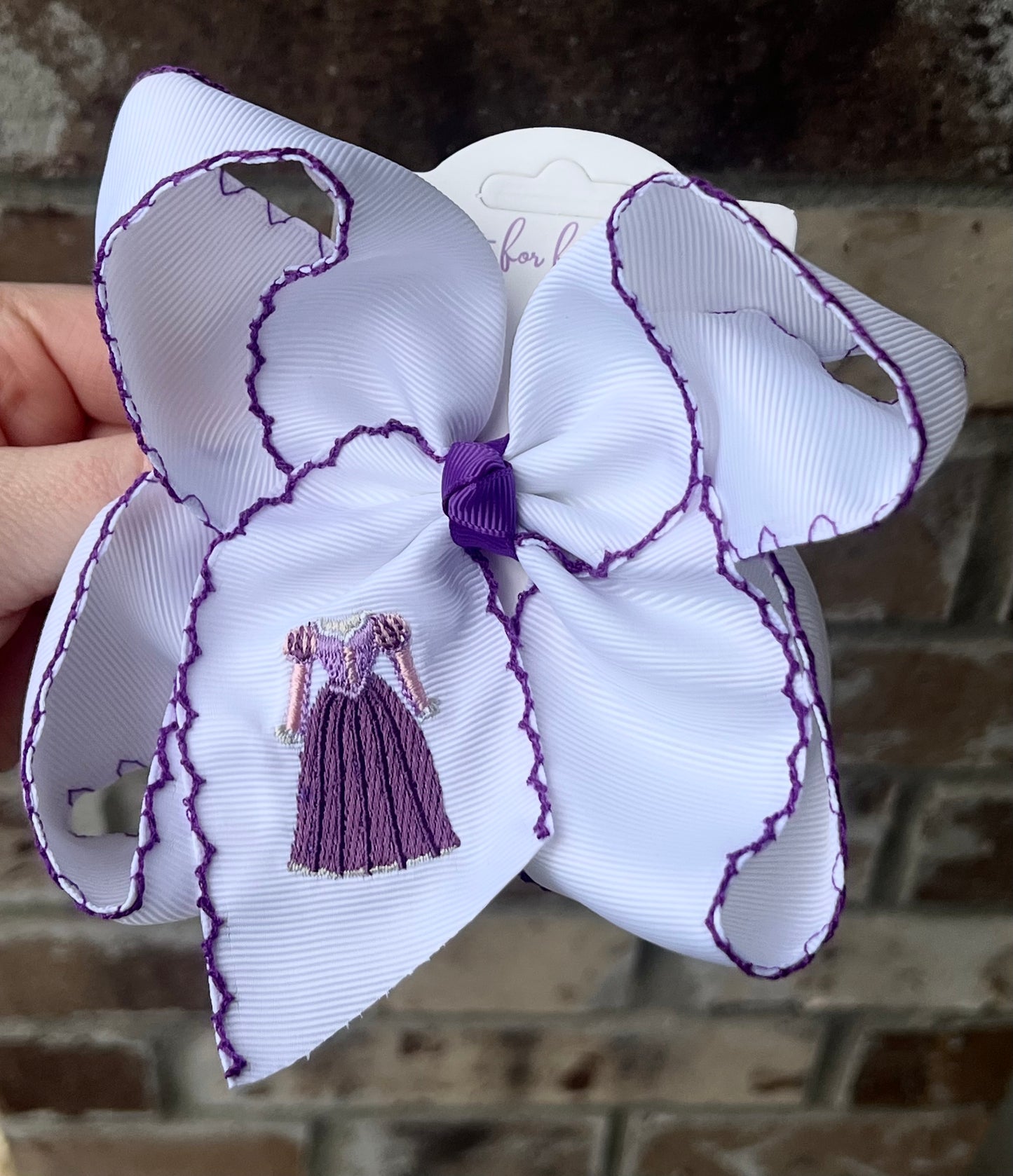 Tangled Dress Embroidered Hair Bow