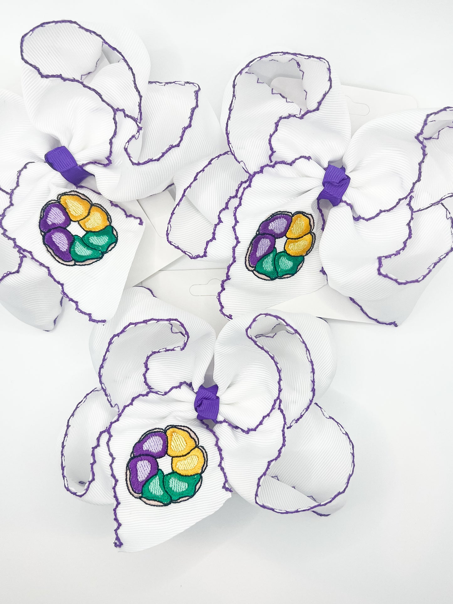 King Cake EmbroideredHair Bow