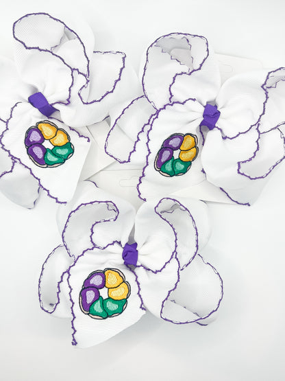 King Cake EmbroideredHair Bow