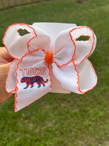 Orange Tiger EmbroideredHair Bow