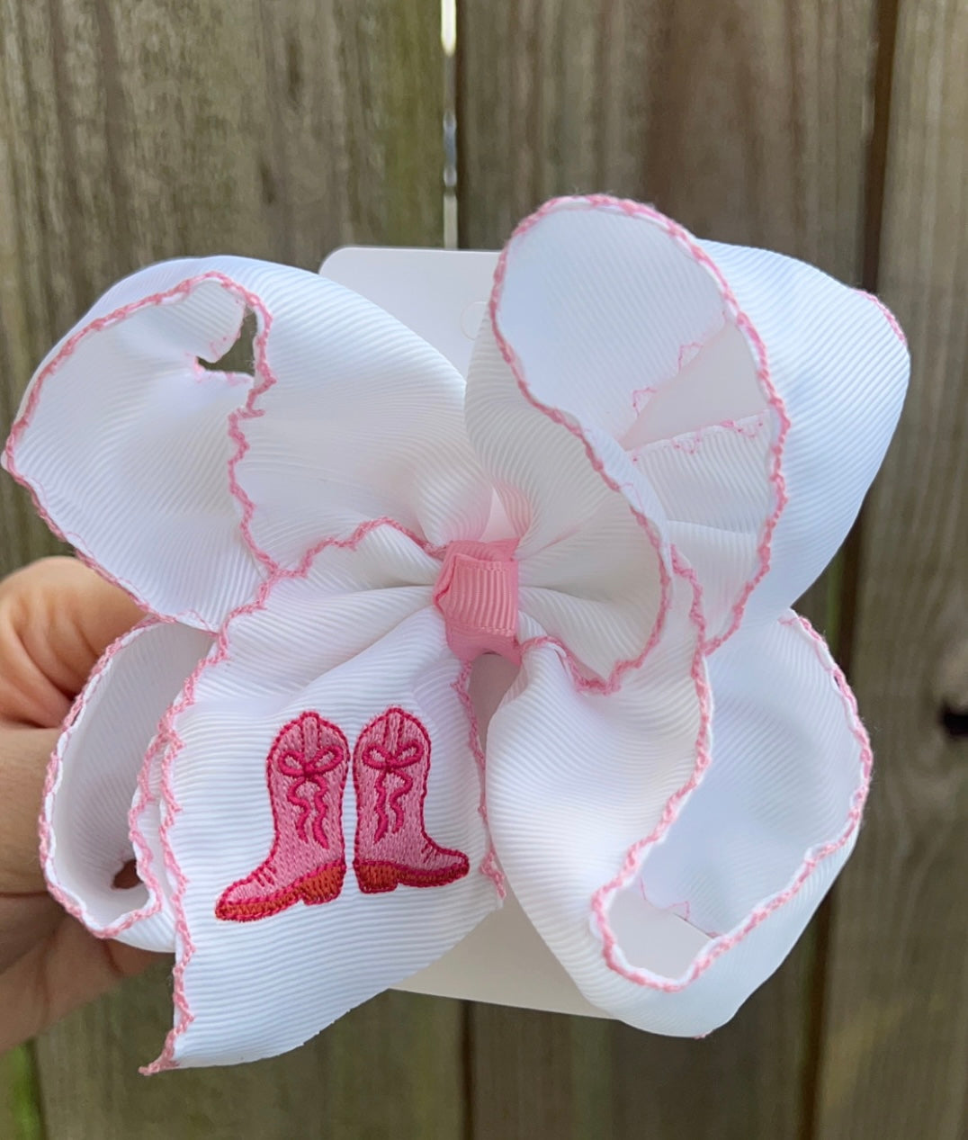 Cowgirl Boots Embroidered Hair Bow