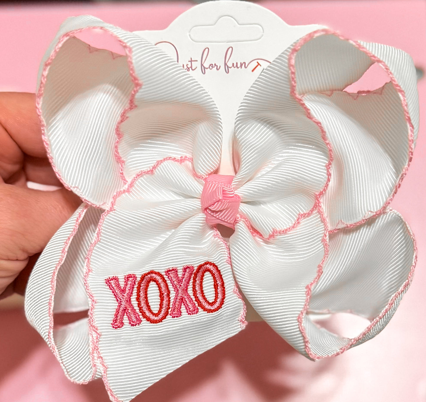 XOXO EmbroideredMoonstitch Hair Bow