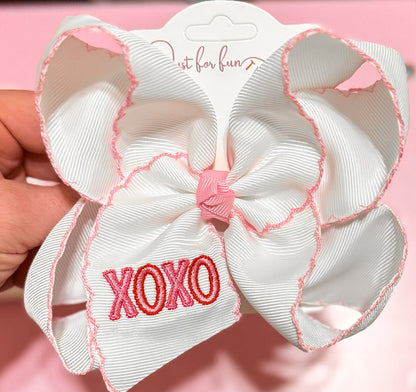 XOXO EmbroideredMoonstitch Hair Bow