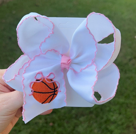 Basketball Embroidered Hair Bow
