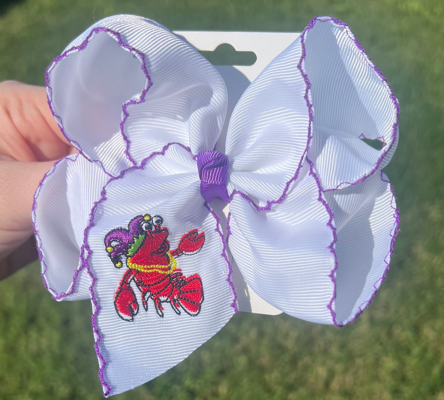 Crawfish Mardi Gras Hair Bow