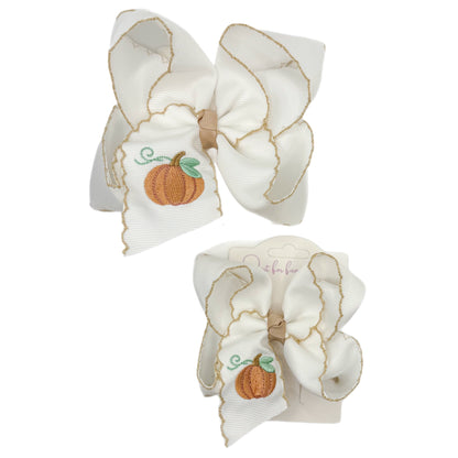 Heirloom Pumpkin Embroidered Bows