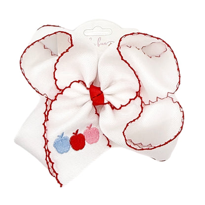 Apple Trio Embroidered Hair Bow