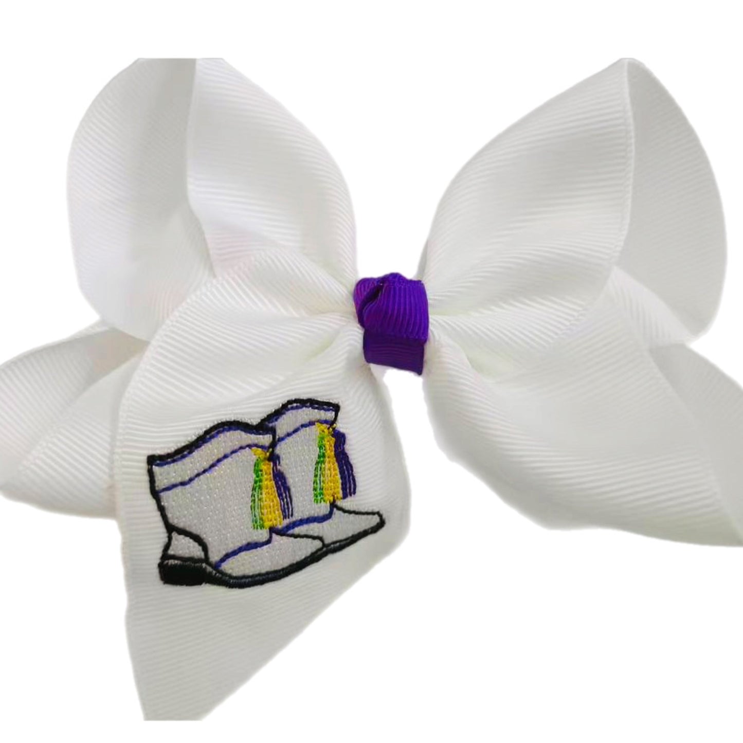 Mardi Gras Boots Hair Bow