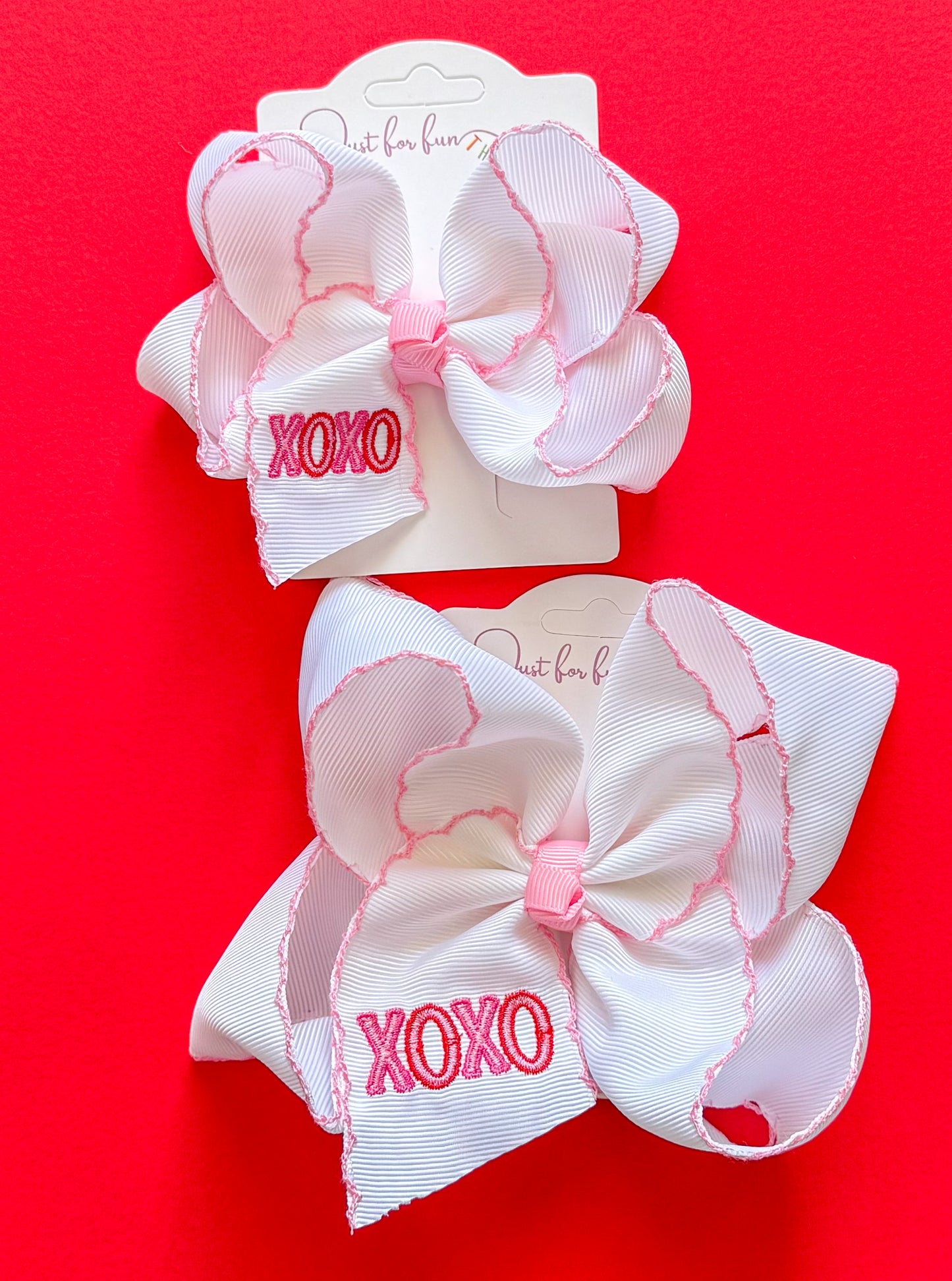 XOXO EmbroideredMoonstitch Hair Bow