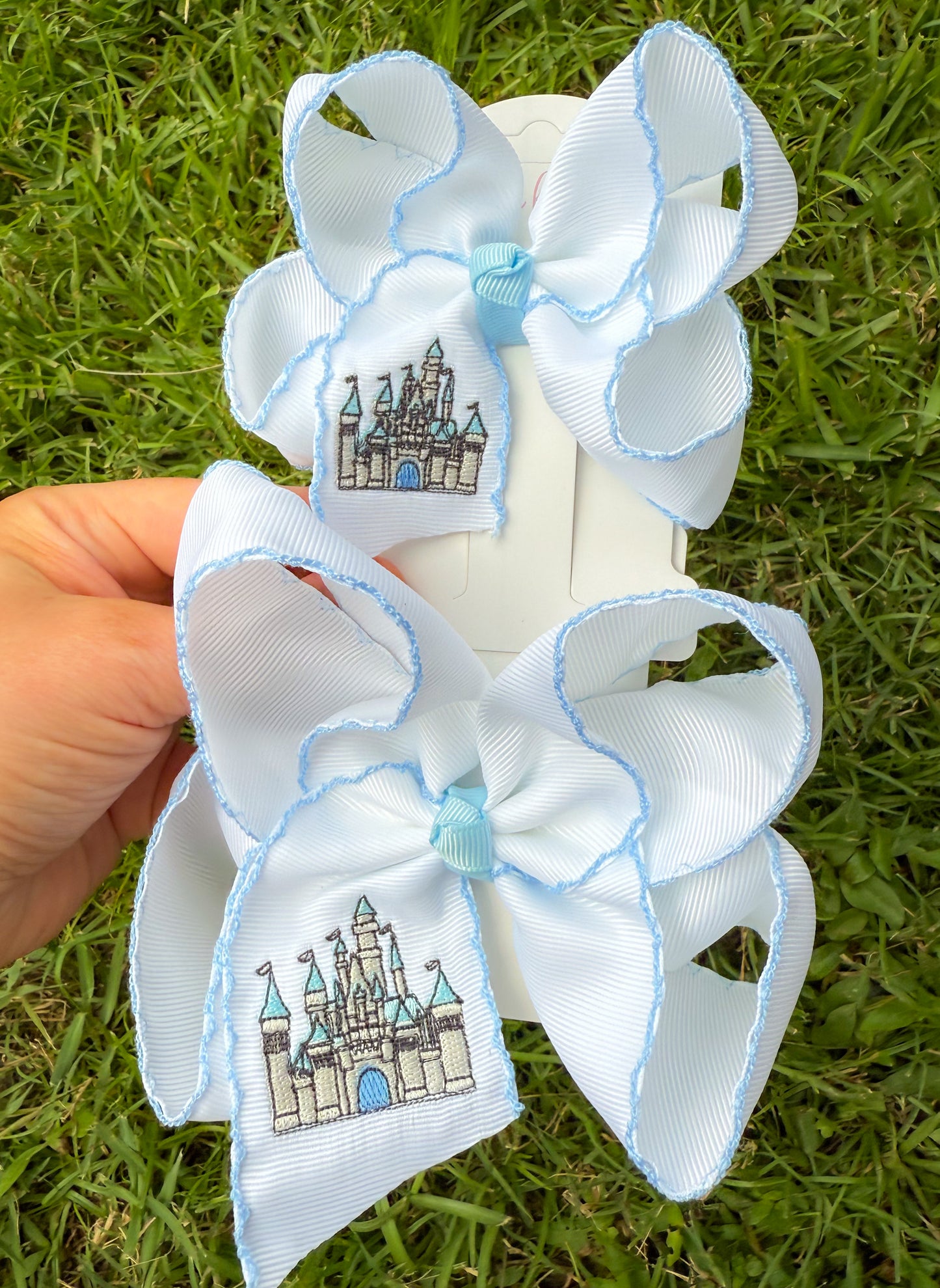 Castle Embroidered Hair Bow